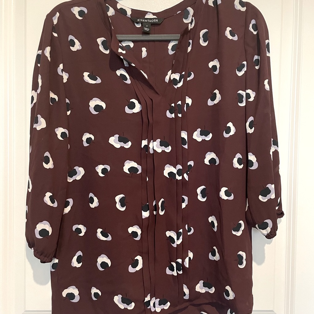 Patterned 3/4 Sleeve Blouse